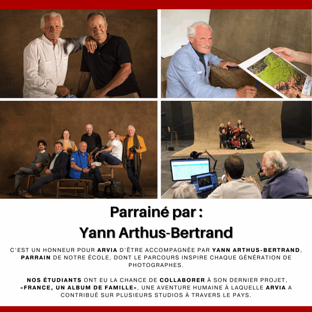 ARVIA a l’honneur d’avoir pour parrain Yann Arthus-Bertrand, photographe, réalisateur et écologiste mondialement reconnu. À travers son œuvre — de La Terre vue du ciel à Human — Yann défend une vision humaniste et engagée de la photographie : une image qui relie, qui témoigne, et qui célèbre la beauté du monde et des êtres humains.
